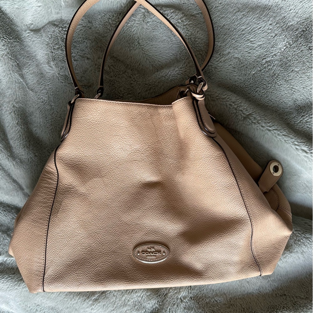 Coach Pebbled Leather Shoulder Bag in Beige-Tan
